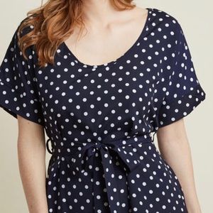 Dress shirt navy polka dot top